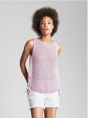 GAP Light Pink Crochet Knit Tank Top with Side Ties